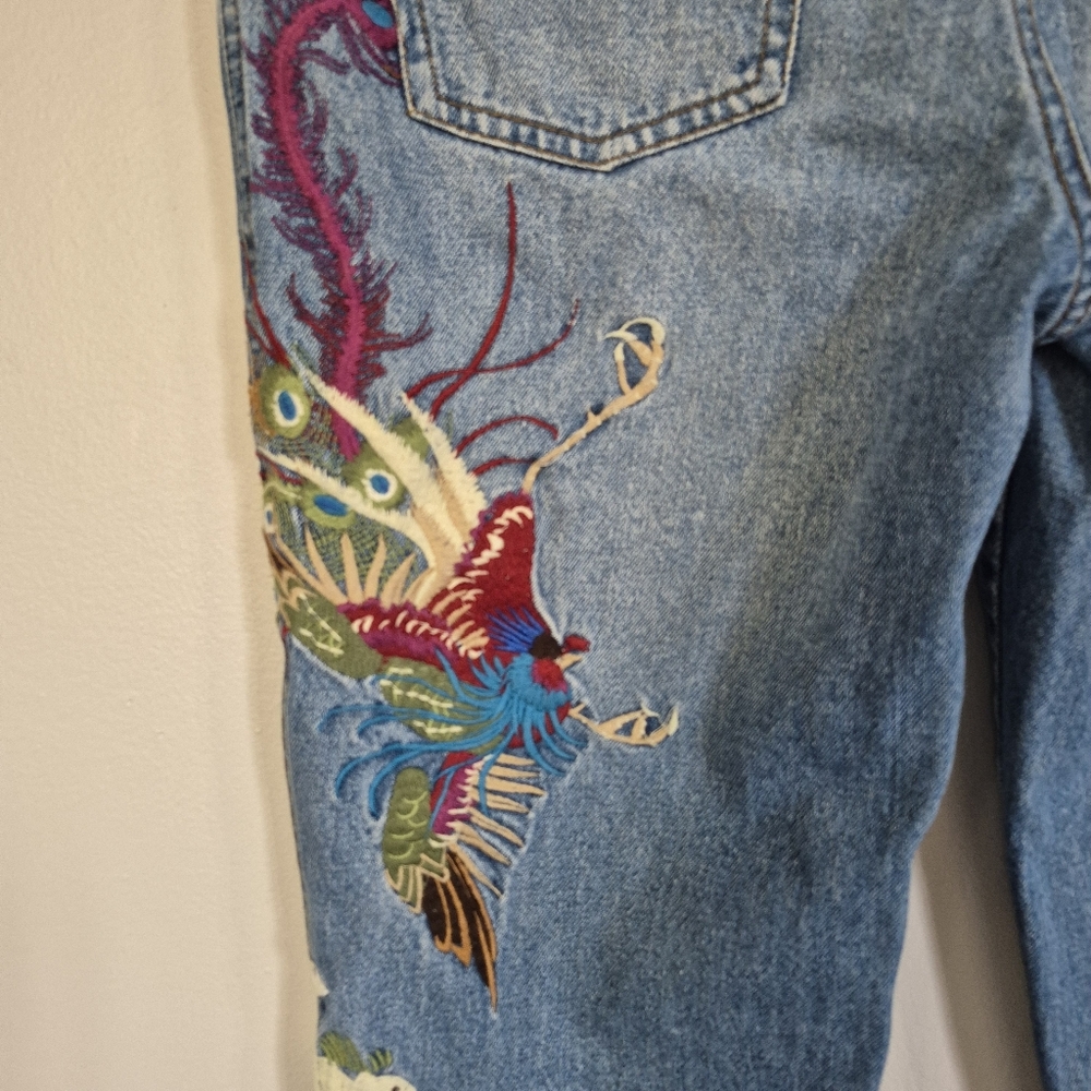 Marc Jacobs Crop Embroidered Denim Jeans Size 4 - Picture 6 of 9
